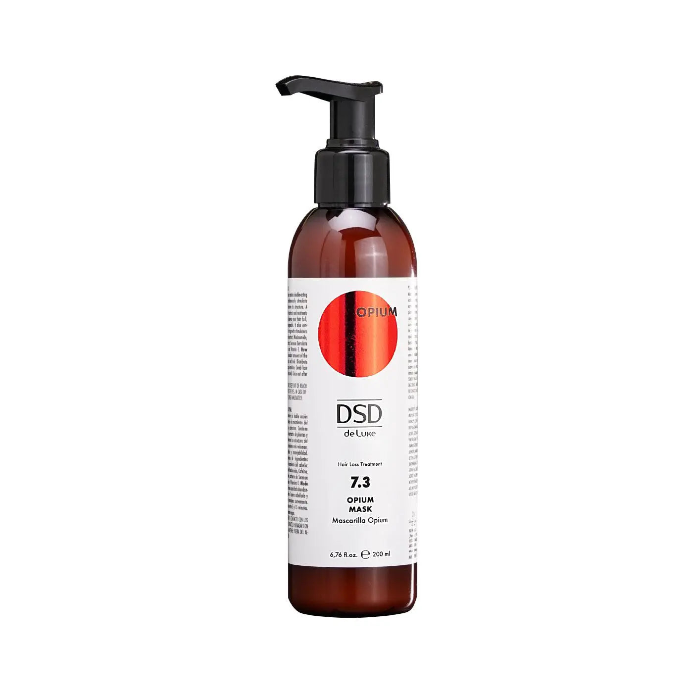 DSD de Luxe Opium 7.3 hair loss treatment mask in a 200ml brown pump bottle