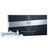 DSD de Luxe 5.5.1 Instant Amino Energizer lotion phials with black and silver packaging