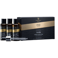 DSD de Luxe 3.4.5A hair loss treatment lotion bottles with dropper and black gold packaging