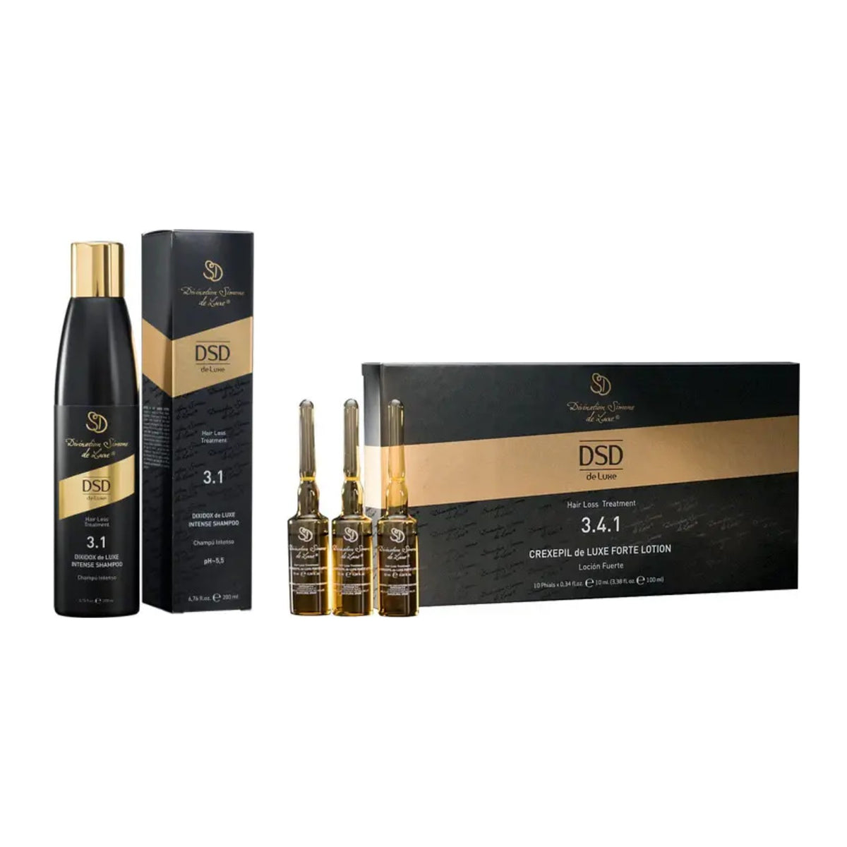 Studien-Set 3.1 Intense Shampoo + 3.4.1 Crexepil Forte – DSD de Luxe